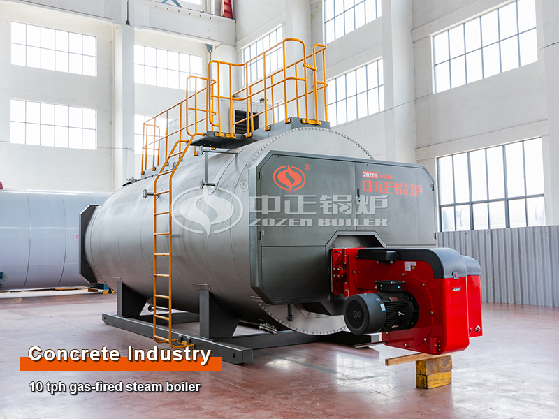 Concrete Industry 10-Ton Three-Pass Gas Steam Boiler